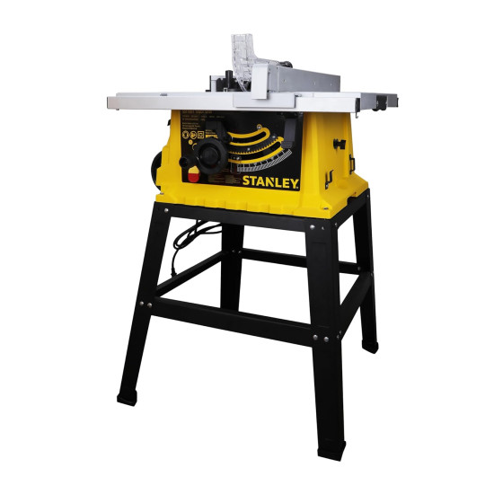STANLEY SST1801 1800W 254mm Table Saw for Heavy-Duty Applications & Cutting Plywood, 150-hours Runtime, Compatible with 10” Cutting Blades(58 cm Length & 39 cm Width), 1 Year Warranty, YELLOW & BLACK