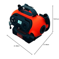 Black + Decker BDCINF18N-QS 160PSI AC/DC Multipurpose Cordless Tyre Inflator with Digital Guage, Autocut off system and 2 operating modes for Car and Home