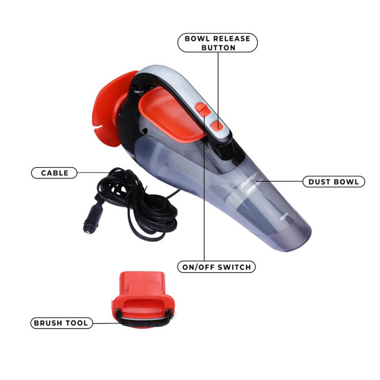 Black + Decker ADV1210 12V Powerful Dustbuster Automatic Car Vacuum Cleaner with 4 accessories (Black and Orange)