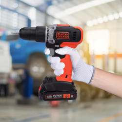 Black + Decker Bcd003C1 18V 10Mm Cordless Variable Speed Hammer Drill Machine With 1X1.5Ah Li-Ion Battery & Led Backlight For Home & Diy Use, 1 Year Warranty, Orange & Black