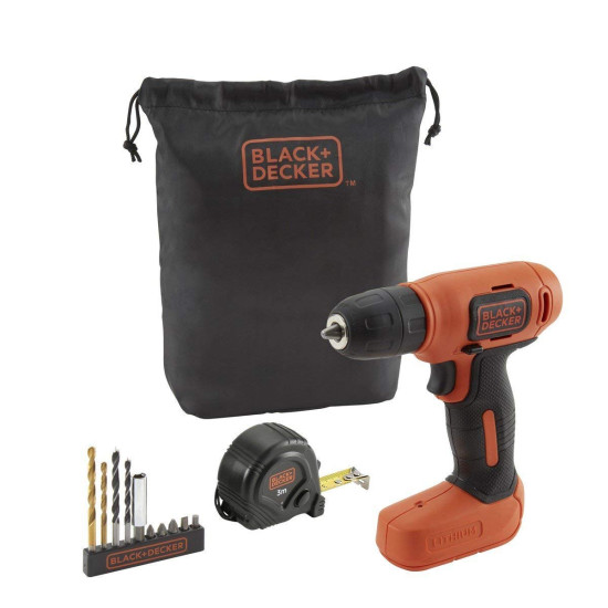 BLACK + DECKER BDCD8GPA 7.2V Li-Ion Cordless Drill Kit (Orange, 14-Pieces)