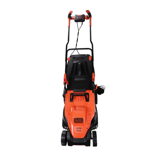 Black + Decker Bemw471Bh 1600W 45L 14" Winged Blade Electric Grassbox Lawn Mower With Bike Handle For Maintaining Gardens Of Upto 600 Square Meters, 1 Year Warranty, Orange & Black