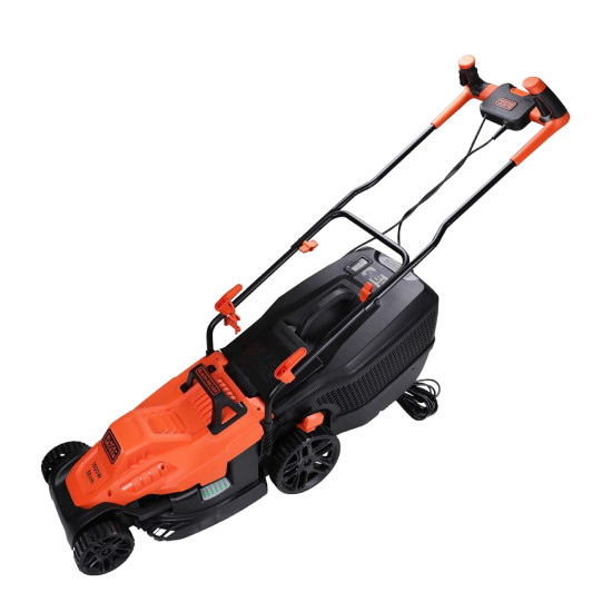 Black + Decker Bemw471Bh 1600W 45L 14" Winged Blade Electric Grassbox Lawn Mower With Bike Handle For Maintaining Gardens Of Upto 600 Square Meters, 1 Year Warranty, Orange & Black