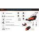Black + Decker Bemw471Bh 1600W 45L 14" Winged Blade Electric Grassbox Lawn Mower With Bike Handle For Maintaining Gardens Of Upto 600 Square Meters, 1 Year Warranty, Orange & Black