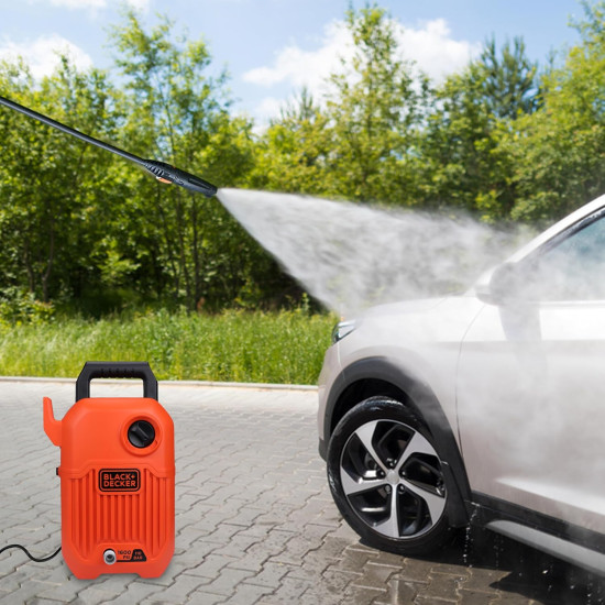 Black + Decker BEPW1600-IN 1300W 1600 PSI 110 Bar Pressure Washer for Car wash and Home use (Red & Black), 1 Year Warranty