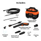 Black + Decker Bepw1600H 1300W 1600 Psi 110 Bar Horizontal Pressure Washer for Car, Bike, Home & Garden Cleaning Use with Multiple Accessories Included, 1 Year Warranty, Orange & Black