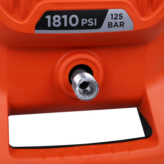 Black + Decker Bepw1800T 1500W 1810 Psi 125 Bar Pressure Washer for Car, Bike, Home & Garden Cleaning Use with Multiple Accessories Included, 1 Year Warranty, Orange & Black