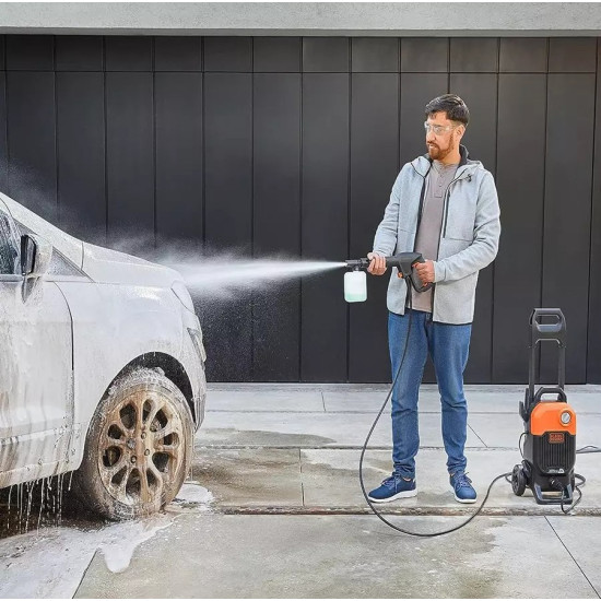 Black + Decker Bepw2200 1700W 2175 Psi 150 Bar Pressure Washer for Car, Bike, Home & Garden Cleaning Use with Multiple Accessories Included, 1 Year Warranty, Orange & Black