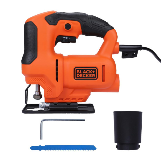 BLACK+DECKER BES603-IN 400W 240 V, 3000 RPM corded variable speed jigsaw to Cut High Density Materials, For Home, DIY & Professional Use, 1.6kg+ 1 Year Warranty, ORANGE & BLACK