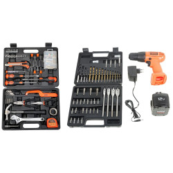 BLACK+DECKER CD121K50 12-Volt Cordless Battery Powered Drill/Driver Kit with BMT126C Hand Tool Kit - 50 Pieces, 126 Pieces