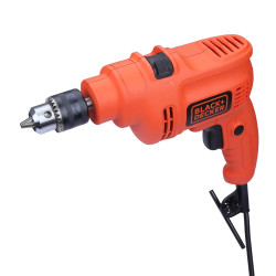 BLACK+DECKER KR5010 550W 10mm 2800 RPM Corded Single Speed Hammer Drill Driver Machine For Home & DIY Use for drilling into masonry, steel and wood, 1 Year Warranty, ORANGE & BLACK