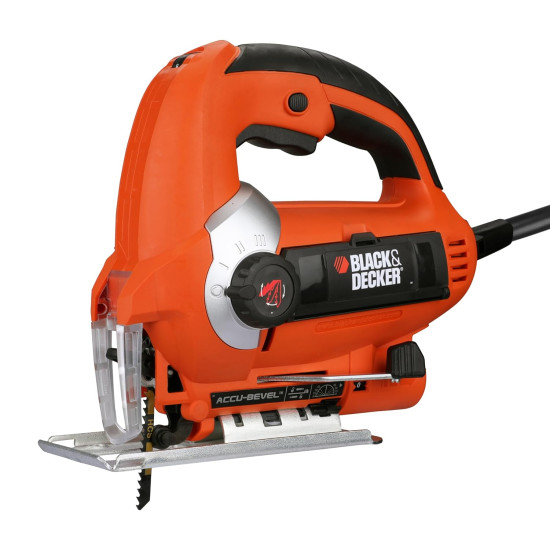 BLACK+DECKER KS900EKX 600W Corded Variable Speed Slightline Autoselect Pendulum Jigsaw with Kitbox and 10 blades included to Cut High Density Materials, 1 Year Warranty, ORANGE & BLACK