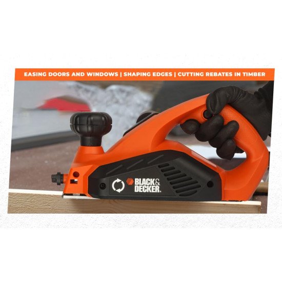 BLACK+DECKER KW712 650W Corded Electric Wood Planer for Carpentry, Interior Designing & Construction Application for Home, DIY & Professional Use, 1 Year Warranty, ORANGE & BLACK