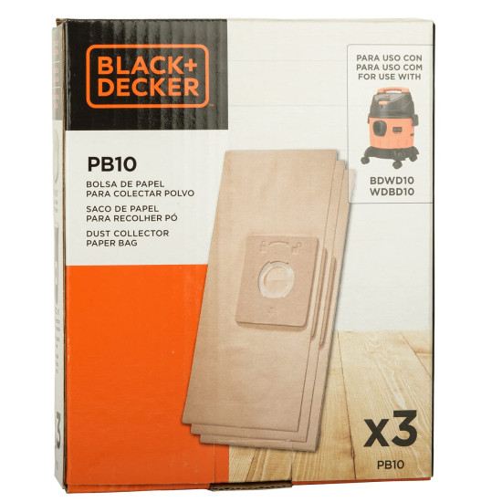 BLACK+DECKER PB10-B1 Paper Dust Bag (10 litre) compatible with BLACK+DECKER WDBD10-IN