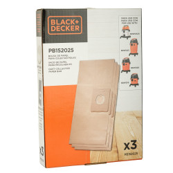BLACK+DECKER PB152025 Paper Dust Bag compatible with BLACK+DECKER WDBD15-IN, WDBD20-IN & WDBDS20-IN