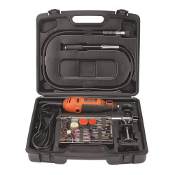 BLACK+DECKER RT18KA 180W 220V Cordless Electric Rotary Tool Kit Box For Grinding, Polishing, Engraving & Finishing With 114-pieces Accessories for Home & DIY Use, 1 Year Warranty, ORANGE & BLACK