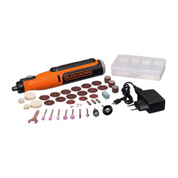 BLACK+DECKER RT18KA 180W 220V Cordless Electric Rotary Tool Kit Box For Grinding, Polishing, Engraving & Finishing With 114-pieces Accessories for Home & DIY Use, 1 Year Warranty, ORANGE & BLACK