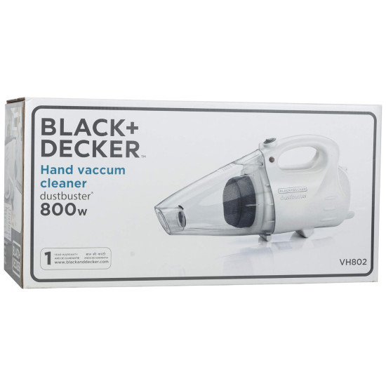 BLACK+DECKER VH802 800-Watt, 900ml dustbowl,150 Air Watts High Suction Bagless Dustbuster Vacuum Cleaner and Blower with 8 Attachments and Shoulder Strap (White)