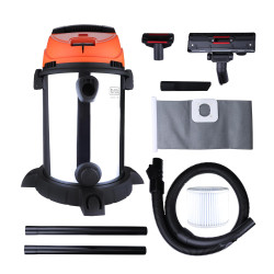 BLACK+DECKER WDBDS30 High Suction Wet & Dry Stainless Steel Vacuum Cleaner & Blower With HEPA Filter & Reusable Dustbag, Efficient In Cleaning Wet & Dry Spillage/Waste, 30-Litre 1600 Watt 16 KPa