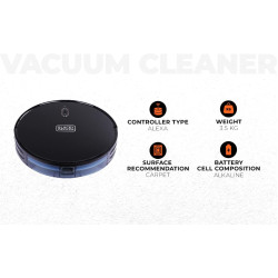 Black + Decker BRVA425B00-IN Alexa & Google Enabled Multi-Utility Robotic Vacuum Cleaner with 2xAAA Battery | 2000 pa Strong Suction Power I 120 min Runtime | Smart App and Voice Enabled I Black
