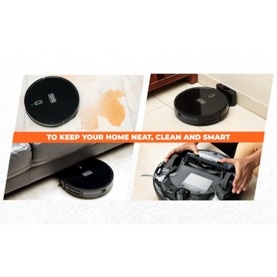 Black + Decker BRVA425B00-IN Alexa & Google Enabled Multi-Utility Robotic Vacuum Cleaner with 2xAAA Battery | 2000 pa Strong Suction Power I 120 min Runtime | Smart App and Voice Enabled I Black