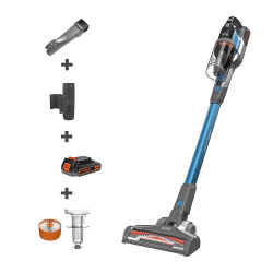 Black + Decker BSV2020G Power Series Cordless Stick Vacuum Cleaner with Floorhead LEDs, For Cleaning Hard Floors, Area Rugs & Carpet, 20V Li-ion 40 AW,1 Year Warranty, Blue