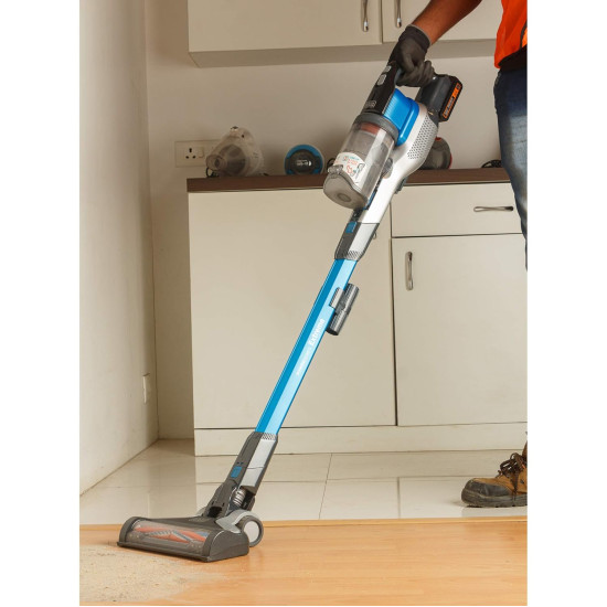 Black + Decker BSV2020G Power Series Cordless Stick Vacuum Cleaner with Floorhead LEDs, For Cleaning Hard Floors, Area Rugs & Carpet, 20V Li-ion 40 AW,1 Year Warranty, Blue