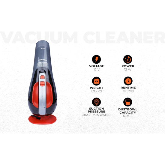 Black + Decker ADV1210 12V Powerful Dustbuster Automatic Car Vacuum Cleaner with 4 accessories (Black and Orange)