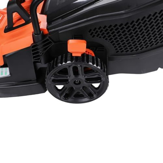 Black + Decker Bemw471Bh 1600W 45L 14" Winged Blade Electric Grassbox Lawn Mower With Bike Handle For Maintaining Gardens Of Upto 600 Square Meters, 1 Year Warranty, Orange & Black