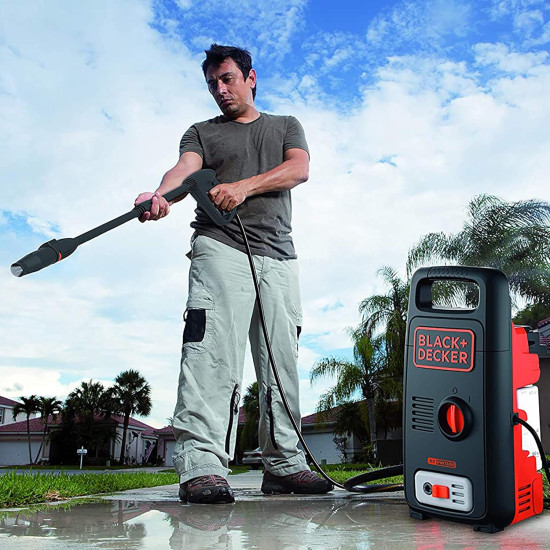Black + Decker Bxpw1300E-B5 1300W 100 Bar, 390 L/Hr Pressure Washer For Car Wash And Home Use (Red & Black)