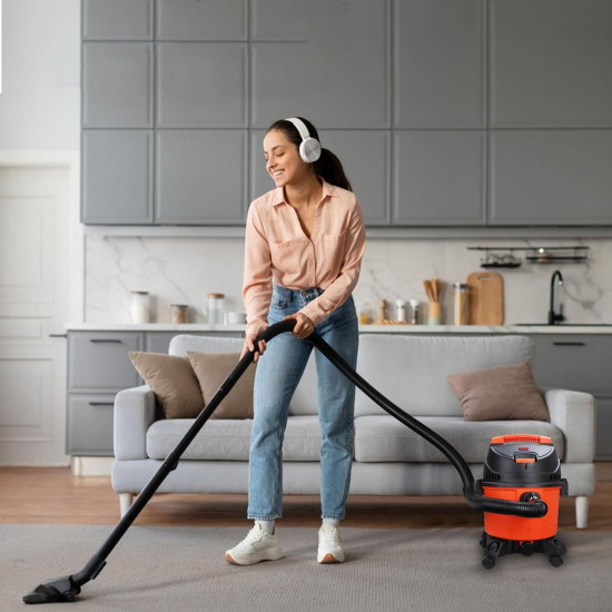 Black + Decker Wdbd15 High Suction Wet & Dry Vacuum Cleaner & Blower With Hepa Filter & Reusable Dustbag Suitable For Household Use, 15-Litre 1400 Watt 16 Kpa, 1 Year Warranty (Red/Grey)