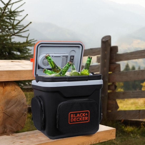 Black+Decker BDC24L Thermoelectric Portable Automotive Car Beverage Cooler & Warmer (PRE-COOL Required), Used To Store Beverages,1 Year Warranty (Black)