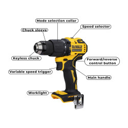 DEWALT DCD709N-XJ Reversible Hammer Drill Machine Driver With Brushless Motor- 18V Li-ion Sub-Compact Series Cordless 1/2/13mm, 2 Year Warranty (Bare Tool)