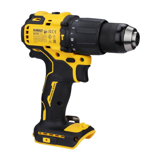 DEWALT DCD709N-XJ Reversible Hammer Drill Machine Driver With Brushless Motor- 18V Li-ion Sub-Compact Series Cordless 1/2/13mm, 2 Year Warranty (Bare Tool)