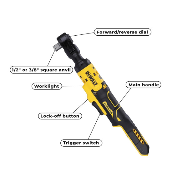 Dewalt DCF512N-XJ 18V XR Li-ion Cordless Brushless 1/2" Open Head Ratchet,95Nm Torque - Bare Tool (Made in Mexico)