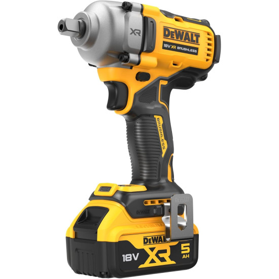 Dewalt XR DCF892P2T Cordless Impact Wrench (18 V, ½ Inch External Square Socket with Ball Locking, 813 Nm Tightening Torque, Includes 2 x 18 V/5.0 Ah Batteries, Charger, Metal Belt Hook & T-STAK Box)