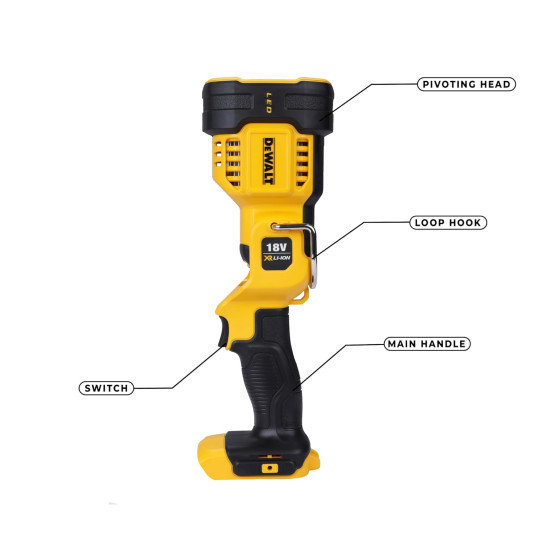 Dewalt DCL043-XJ 18V Li-ion XR Cordless LED Spotlight with 1000 Lumen Output and 400m Distance Rating (Bare Tool)