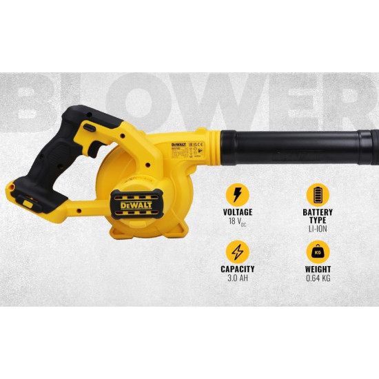 DEWALT DCV100-XJ 18 V Li-Ion XR Compact Cordless Blower - Bare Unit