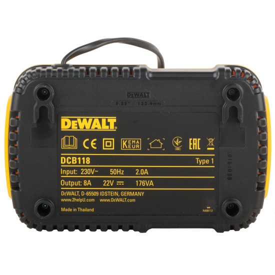 DEWALT DCB118-B1 XR 18V/54V Fast Charger for charging XR Li ion FLEXVOLT and Standard XR batteries