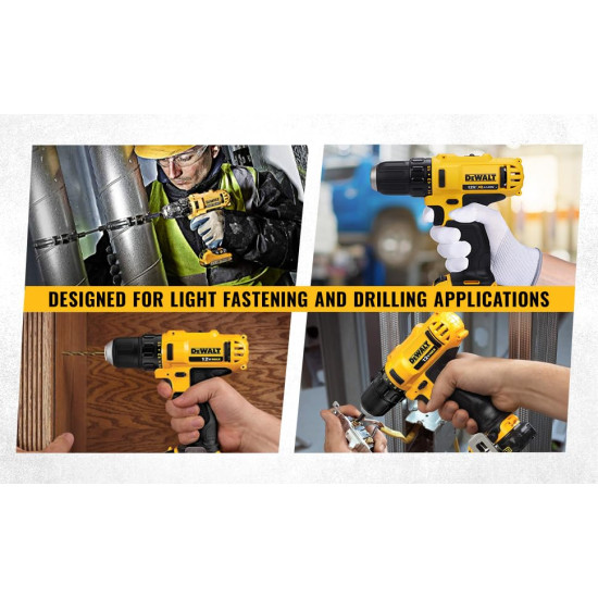 DEWALT DCD710D2 12V 10mm Cordless Drill Driver With STANLEY STA7221 Drilling and Screw Driving Set (16-Pieces)