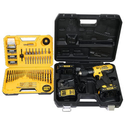 DEWALT DCD776S2 18V 13mm XR Lithium-Ion Cordless Hammer Drill/Driver with 2x1.5 Ah Batteries included (Yellow) (with 100 PCs Accessory Kit)