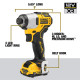 DEWALT DCF801D2-QW - XTREME 12V Li-ion Sub-Compact Series Cordless 1/4" Impact Driver with Brushless Motor-2x 2Ah Batteries Included