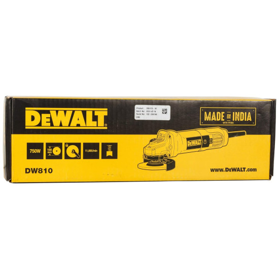 DEWALT DW810 750W 4 inch (100mm) Heavy Duty Small Angle Grinder with Toggle Switch (New Model)