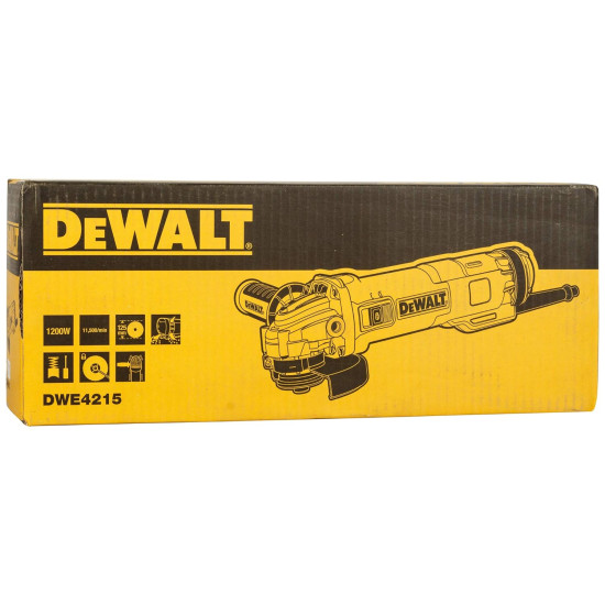 DEWALT DWE4215 1100Watt 125mm Heavy Duty Medium Angle Grinder with DES Technology and Innovative Anti Vibration system (5in)