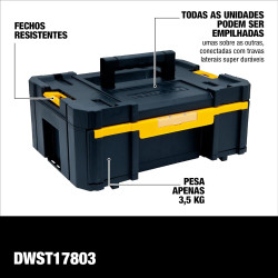 DEWALT DWST1-70705 T-Stak Tool Storage Box with 7.5 kg drawer capacity & 30 kg load capacity (when stacked) - 44x33x18 cm