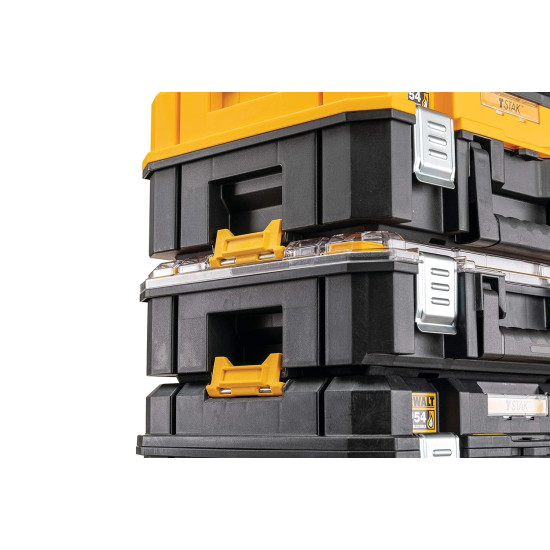 DEWALT DWST83346-1 30 kg Load Capacity Heavy-Duty Portable Plastic Deep TSTAK-Box and Removable Tray Compartment for Easy & Convenient Storage, 1 Year Warranty, YELLOW & BLACK
