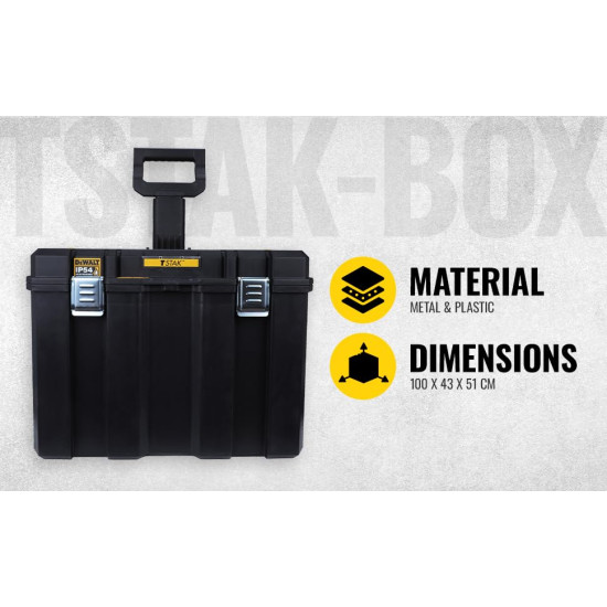 DEWALT DWST83347-1 50 kg Load Capacity Heavy-Duty Portable Plastic Deep TSTAK-Box and Removable Tray Compartment for Easy & Convenient Storage, 1 Year Warranty, YELLOW & BLACK