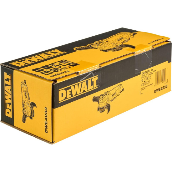 DeWalt DWE4233-QS Grinder Ø 125 mm, 1400W, Wired paddle switch, No-load speed 11500 rpm, M14, Anti-vibration and multi-position side handle