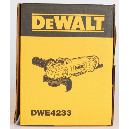 DeWalt DWE4233-QS Grinder Ø 125 mm, 1400W, Wired paddle switch, No-load speed 11500 rpm, M14, Anti-vibration and multi-position side handle