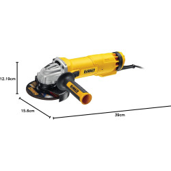 DEWALT - Angle Grinder - DWE4237-QS - Grinder with Anti-Restart Protection, Protective Case and Multi-Position Side Handle - Blade Ø125mm - Vacuum Speed 11500 rpm - 1400W